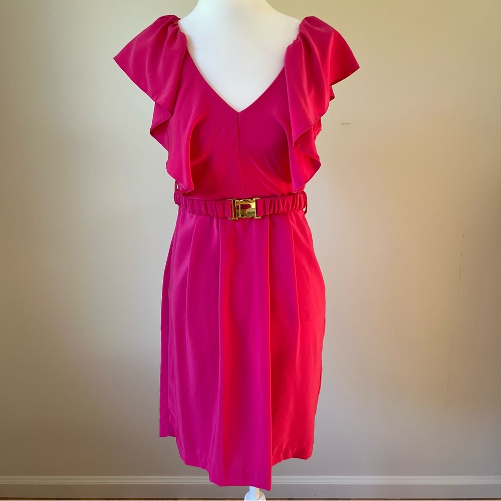 H&M Pink Sleeveless Dress with Ruffles and Belt